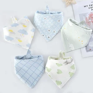 5pcs/lot Baby Bibs Triangle Double Cotton Bibs Cartoon Print.
